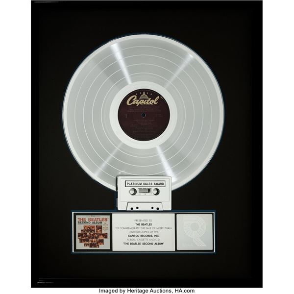 The Beatles Presented Second Album RIAA R Hologram Platinum Sales Award.  A plat