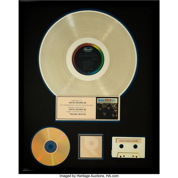 The Early Beatles RIAA R Hologram Gold Sales Award.  An award for the compilatio