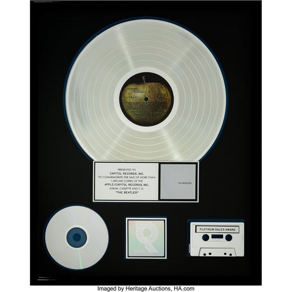 The Beatles White Album RIAA R Hologram Platinum Sales Award.  An award presente