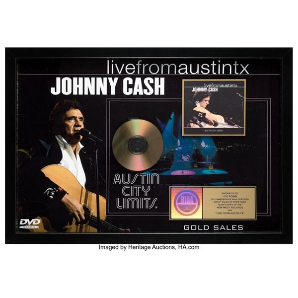 Johnny Cash Live From Austin DVD RIAA Hologram Gold Sales Award.  A gold sales a
