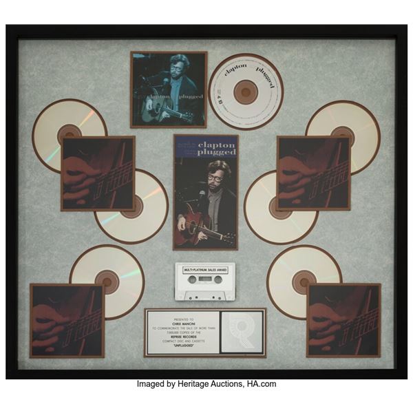 Eric Clapton Unplugged RIAA R Hologram Multi-Platinum Sales Award. A multi-plati
