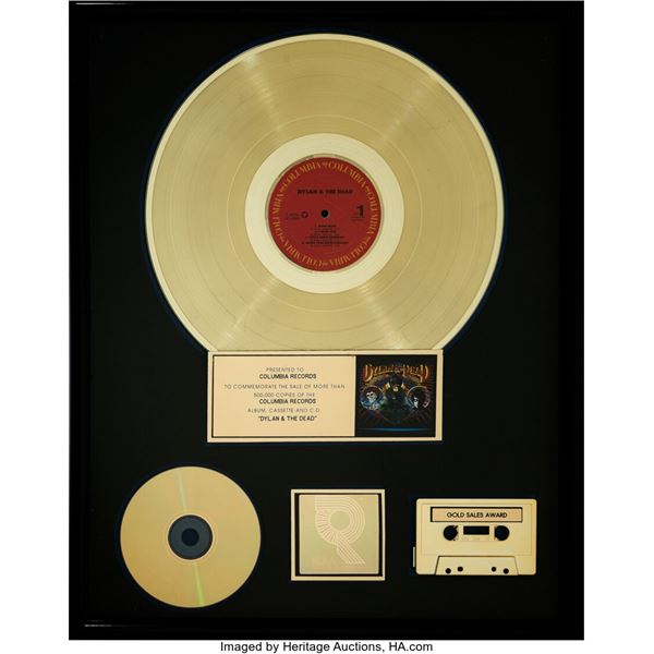 Dylan and the Dead RIAA R Hologram Gold Sales Award.  An award for the live albu
