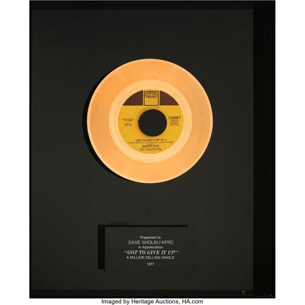Marvin Gaye "Got to Give It Up" In-House Gold Sales Award. An award for the late