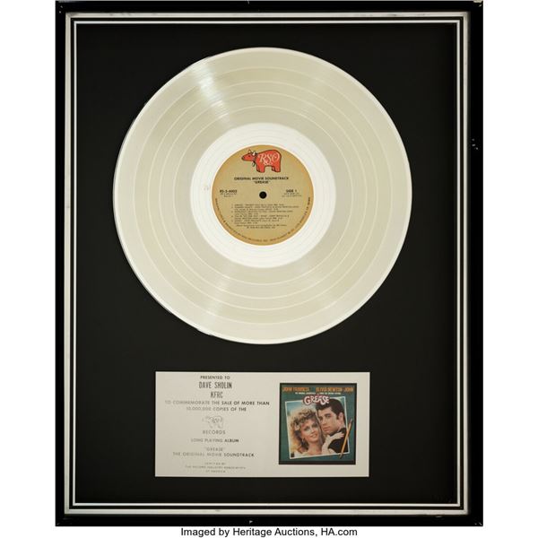 Grease In-House Multi-Platinum Sales Award. An in-house/appreciation award for t