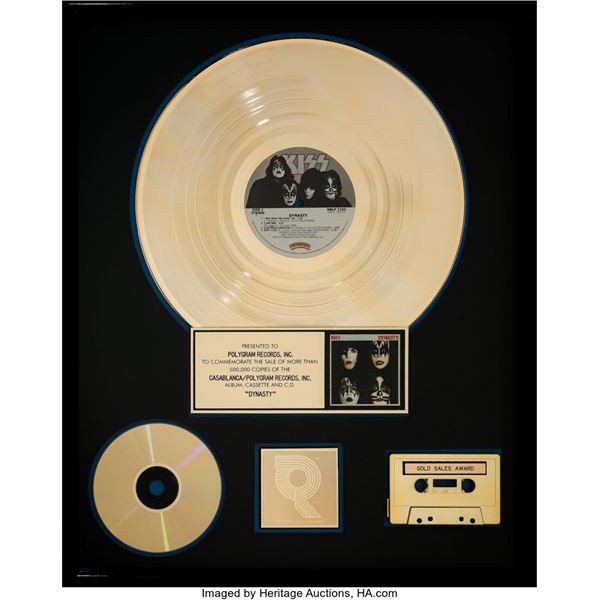 Kiss Dynasty RIAA R Hologram Gold Sales Award.  An award for the Kiss album best