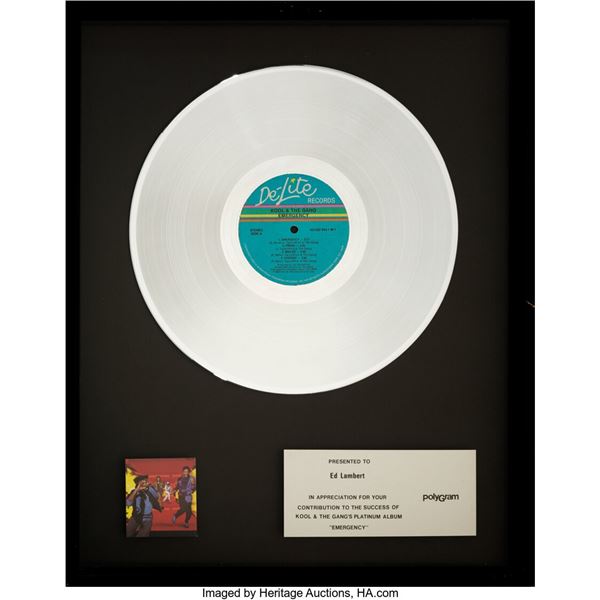 Kool and the Gang Emergency In-House Platinum Sales Award. An appreciation/in-ho