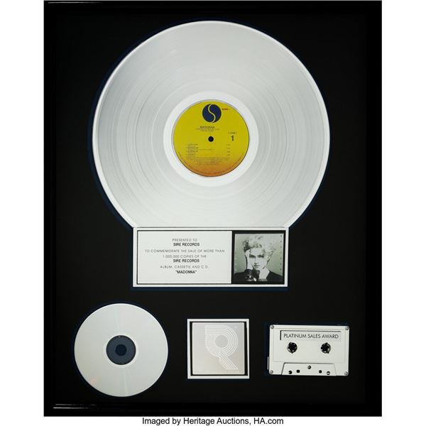 Madonna RIAA R Hologram Platinum Sales Award. An award for Madonna's self-titled