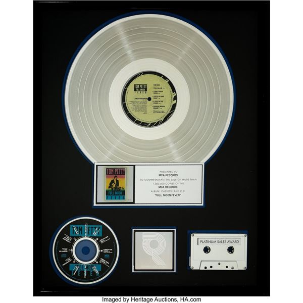 Tom Petty Full Moon Fever RIAA R Hologram Platinum Sales Award. An award for Tom