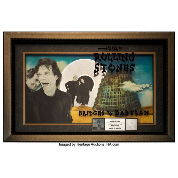 The Rolling Stones Bridges to Babylon RIAA R Hologram Platinum Sales Award. A pl