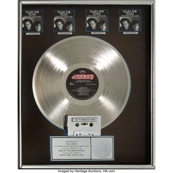 Tears For Fears Songs from the Big Chair RIAA Flower Hologram Multi-Platinum Sal