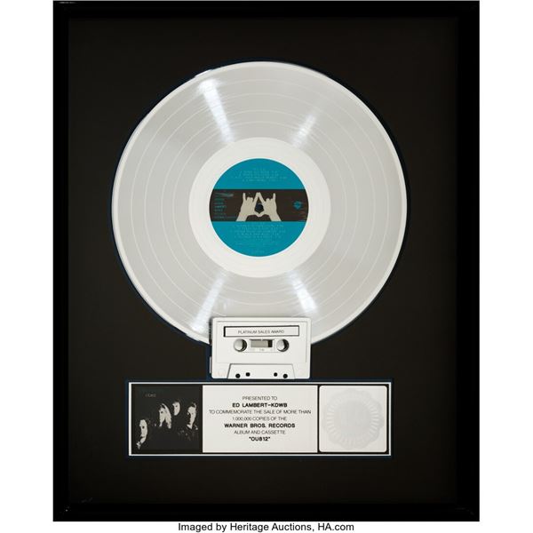Van Halen OU812 Flower Hologram RIAA Platinum Sales Award.  A platinum sales awa