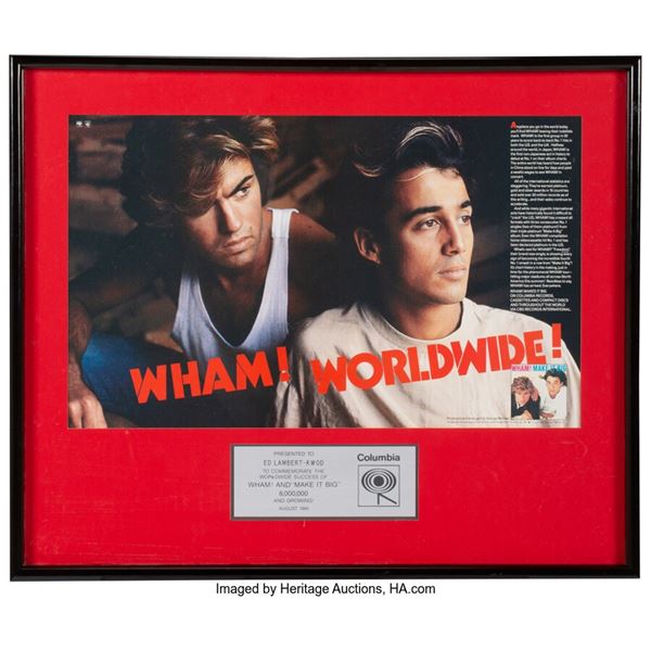 Wham! Make It Big In-House/Appreciation Platinum Sales Award. An in-house/apprec