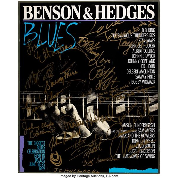 Benson & Hedges Blues 1989 Concert Poster Signed By B.B. King, Etta James, and M