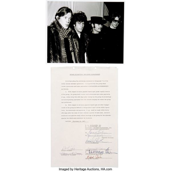 The Byrds Signed Performance Rider (1967). Titled "Rider to Mutual Release Agree