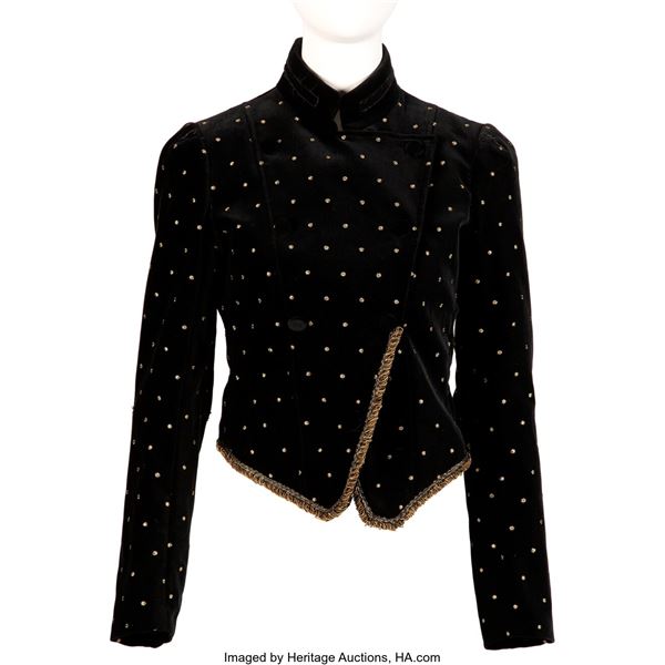 Cher's Personally Owned and Worn Roberto Cavalli Black Velvet Jacket.  A black v