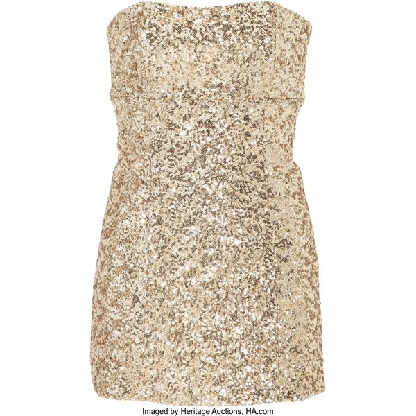 Sheryl Crow Owned and Worn Mini-Dress. A glamorous gold sequined mini-dress owne