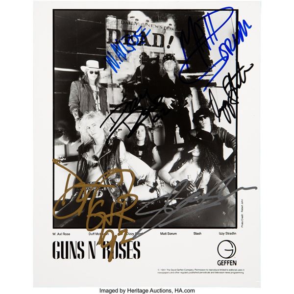 Guns N' Roses Signed Promo Photo. An 8" x 10" black and white promo photo from G