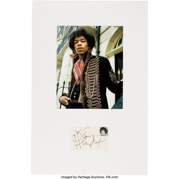 Jimi Hendrix Signature in a Matted Display. A stunning black felt ink autograph