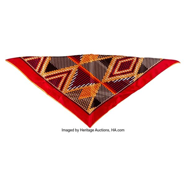 Jimi Hendrix Large Stage Worn Scarf.  A multi-color (red being the dominant colo