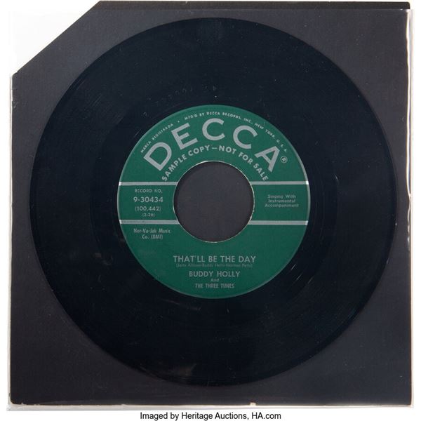 Buddy Holly "That'll Be the Day" Green Label Promo 45 (Decca 30434).  This promo