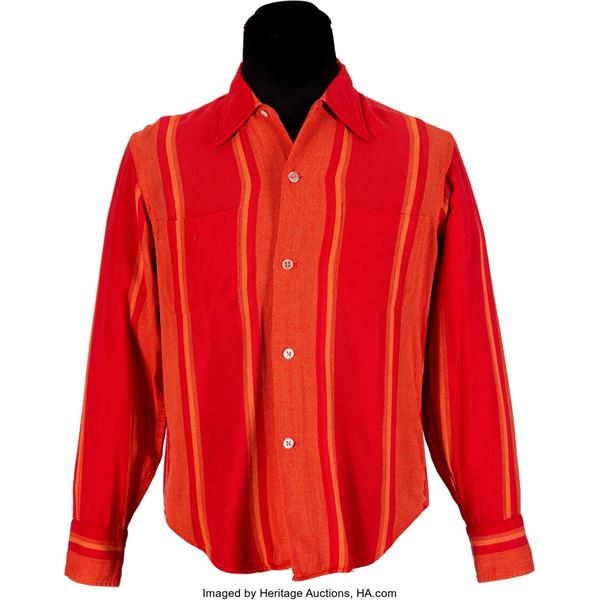 Buddy Holly Owned and Worn Red and Orange Shirt. Medium size red and orange shir