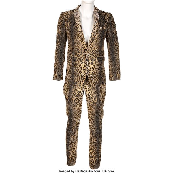 Queen/Adam Lambert Stage Worn Two-Piece Leopard Print Suit (2014). A two-piece l