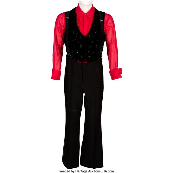 Liberace Stage Worn Three-Piece Costume. A stylish red and black uniform worn by