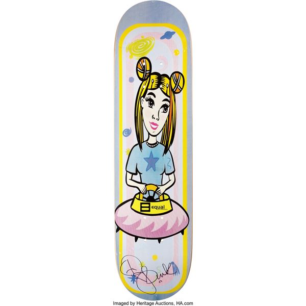 Pink Signed Equal Skateboard Deck. An Equal skateboard deck signed by the pop si