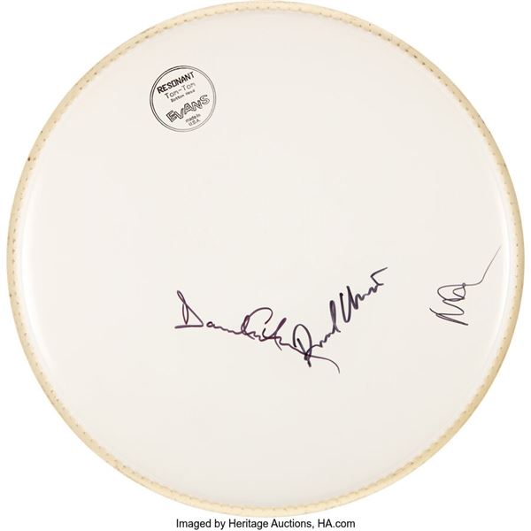 Pink Floyd Signed Evans Drum Head.  A 16" Evans Resonant tom-tom drum head signe