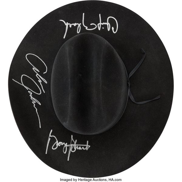 George Strait/Clint Black/Alan Jackson Signed Black Cattleman 65 Cowboy Hat. A b