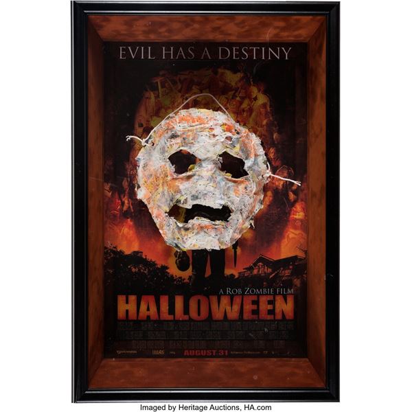 Rob Zombie Signed Mixed Media Print and Screen Used Halloween Michael Myers Mask