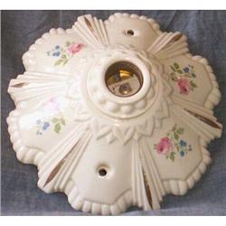Antique Porcelain Ceiling Light Fixture Roses #1735134