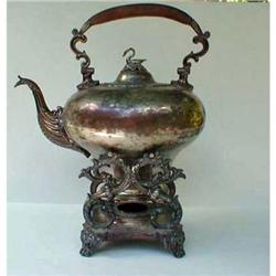 19th/early 20th c. TRIPLE PLATE TEA URN& STAND#1782174
