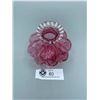 Image 2 : Beautiful Vintage Cranberry Glass Vase Clear Crimped Glass Rim Very Good Condition