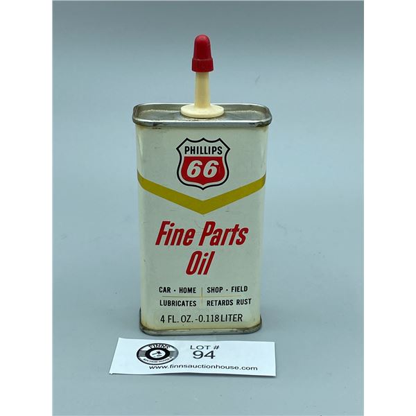 Phillips 66 Fine Parts Oil 4oz Tin Nicde Shape