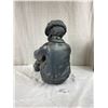 Image 2 : An 18'' Tall Resin Statue Boy Sitting with Soccer Ball All Black