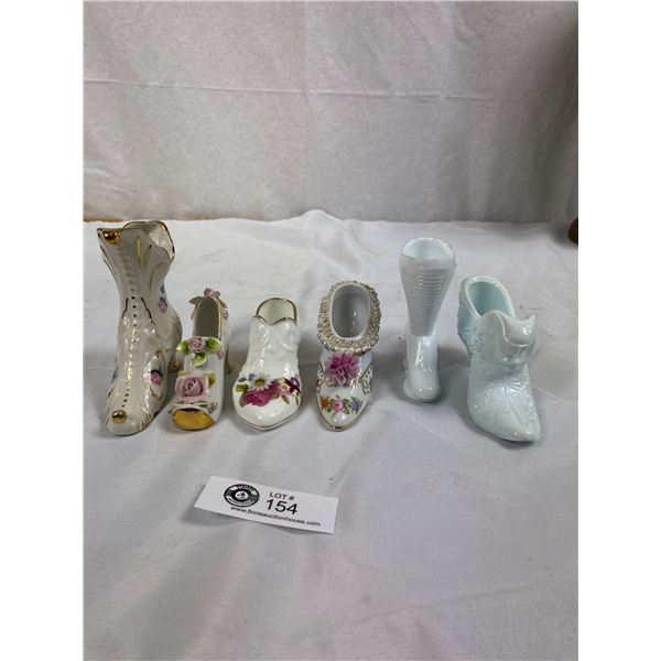 Vintage Milk Glass & China Shoes