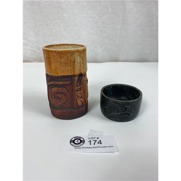 Vintage Small First Nations Bowl & Pottery Vase