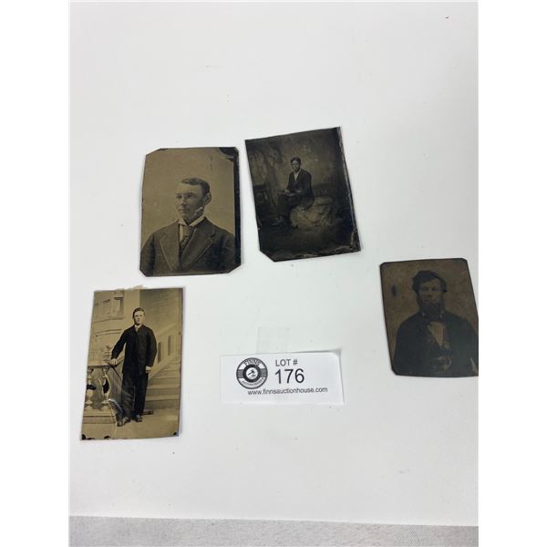 4 Antique Tin Type Photos