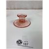 Image 2 : Vintage Pink Etched Glass Candle Holder & 2 Footed Ruffled Edged Bowls 9''x4'' & 9''x3''