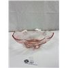 Image 3 : Vintage Pink Etched Glass Candle Holder & 2 Footed Ruffled Edged Bowls 9''x4'' & 9''x3''