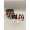 Image 1 : A Vintage Edwards Coffee Tin with 10 Mini Bottles and 6 Bottle Lighters including 1 Coca Cola, and 2
