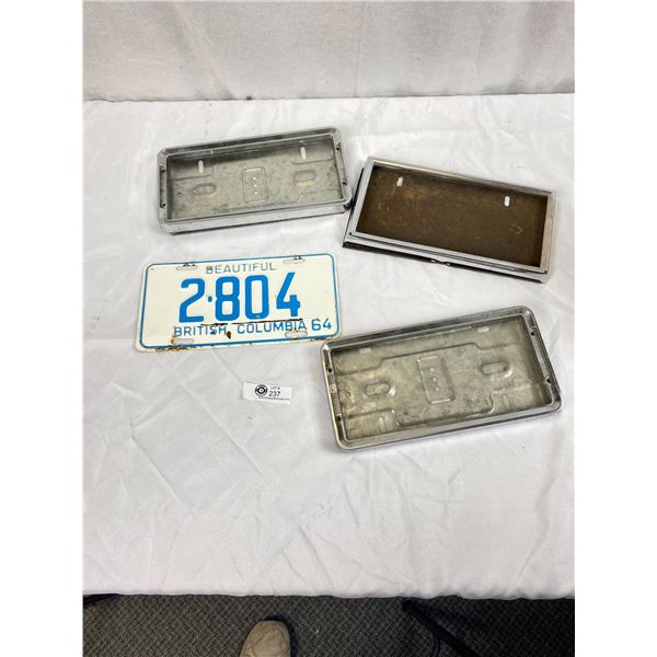 1964 BC Licence Plate Plus Licence Plate Frames