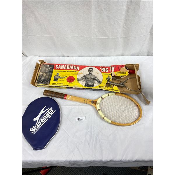 Vintage Tennis Racket And Workout Weider Sport Equipment With Original Box