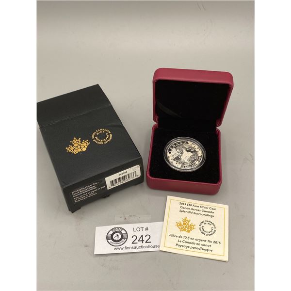 RCM 2015 $10 Fine Silver Coin Canoe Across Canada In Original Box