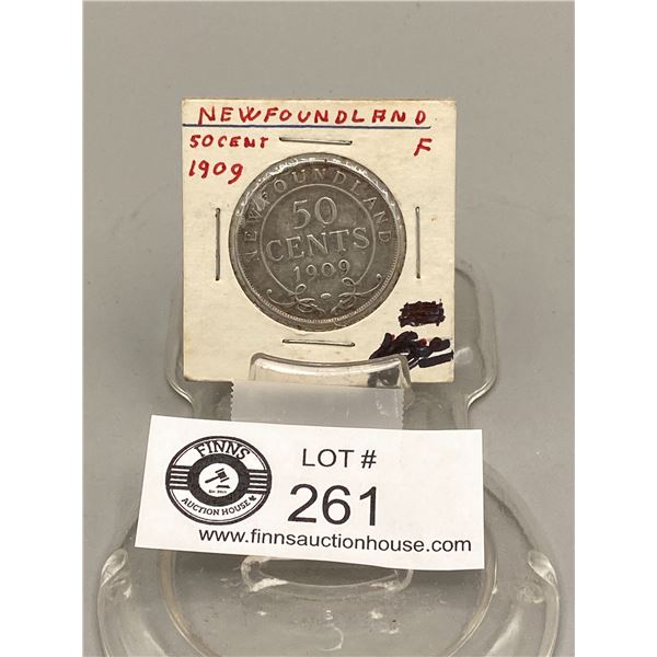 1909 Newfoundland Silver .50 Coin In Holder