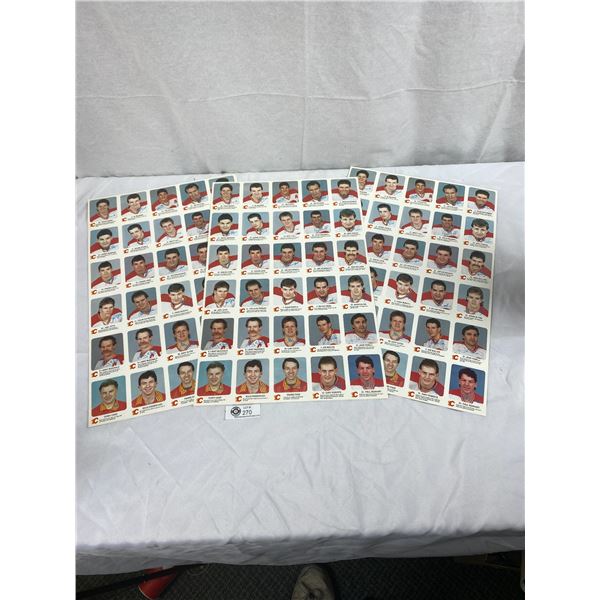 3 Sheets Of 1987 Calgary Flames Trading Cards Uncut