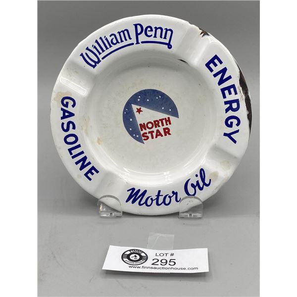 Vintage Porcelain William Penn North Star Motor Oil Ashtray