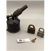Image 1 : Small Antique Made In Sweeden Torch Plus Two Locks
