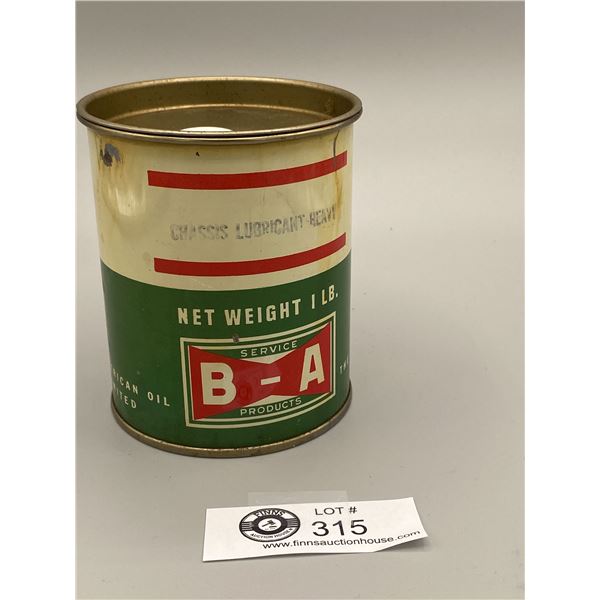 A Vintage BA Bowtie Chasssis Lubricant Tin With Lid